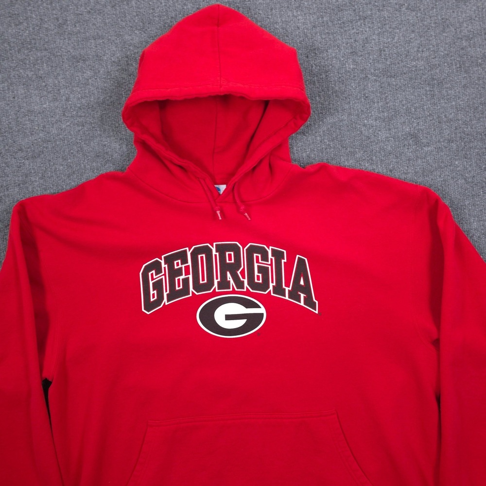 Georgia Bulldogs Hoodie Mens 2XL Red Cotton Blend NCAA Pullover Sweatshirt